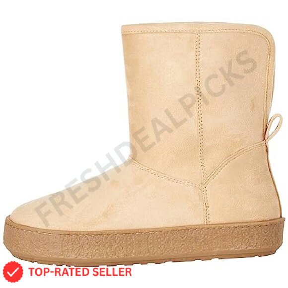 Shearling Boots Faux Suede Ankle Boots Foldable Cuff Y2K Chic Comfort - Picture 6 of 8